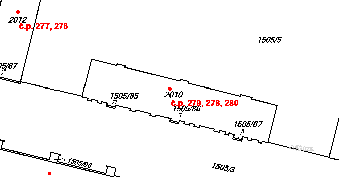 Kryblice 278,279,280, Trutnov na parcele st. 2010 v KÚ Trutnov, Katastrální mapa