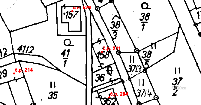Jeřmanice 211 na parcele st. 158 v KÚ Jeřmanice, Katastrální mapa