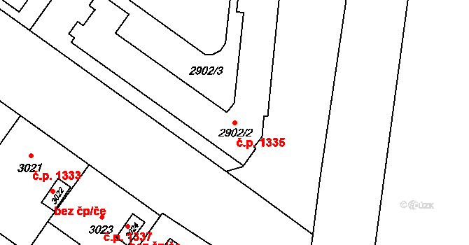 Vsetín 1335 na parcele st. 2902/2 v KÚ Vsetín, Katastrální mapa