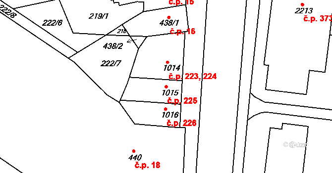 Nové Město 225, Jičín na parcele st. 1015 v KÚ Jičín, Katastrální mapa