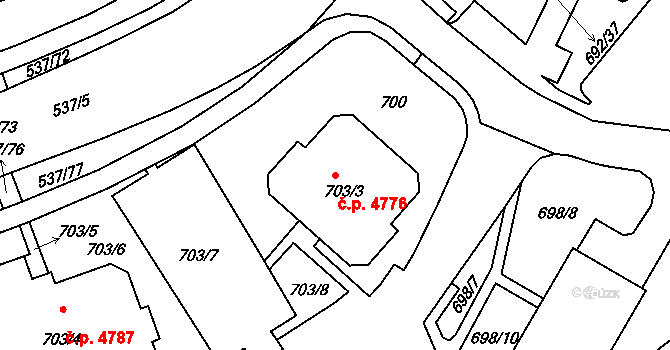 Proseč nad Nisou 4776, Jablonec nad Nisou na parcele st. 703/3 v KÚ Proseč nad Nisou, Katastrální mapa