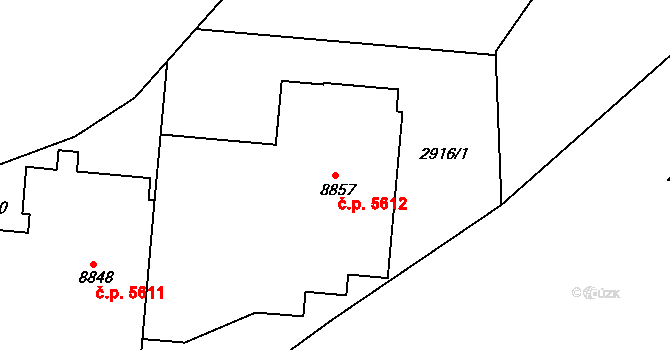 Zlín 5612 na parcele st. 8857 v KÚ Zlín, Katastrální mapa