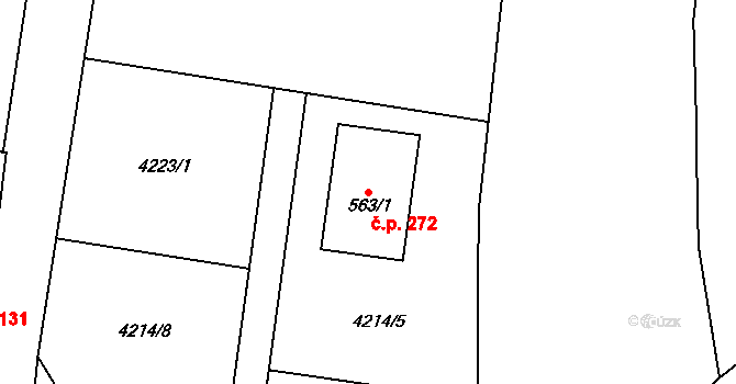 Vysoké Pole 272 na parcele st. 563/1 v KÚ Vysoké Pole, Katastrální mapa