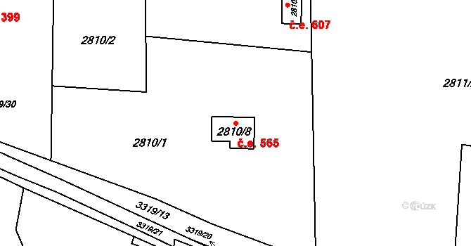 Lutyně 565, Orlová na parcele st. 2810/8 v KÚ Horní Lutyně, Katastrální mapa