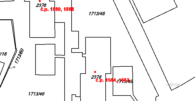 Vlašim 1563,1564 na parcele st. 2378 v KÚ Vlašim, Katastrální mapa