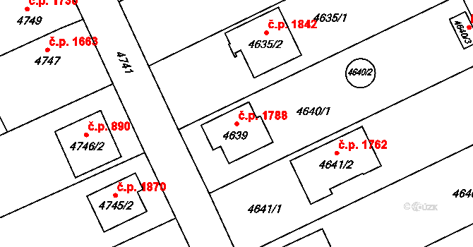 Slezská Ostrava 1788, Ostrava na parcele st. 4639 v KÚ Slezská Ostrava, Katastrální mapa