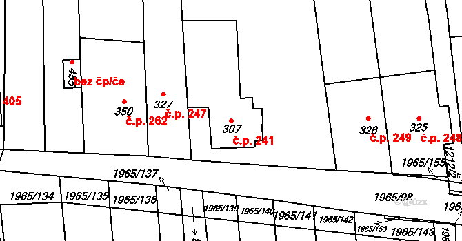 Louky 241, Zlín na parcele st. 307 v KÚ Louky nad Dřevnicí, Katastrální mapa