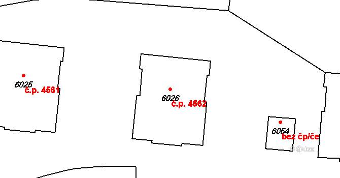 Zlín 4562 na parcele st. 6026 v KÚ Zlín, Katastrální mapa