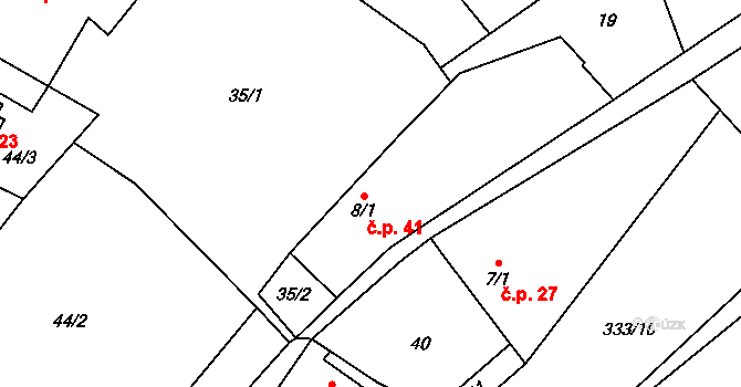 Mladecko 41 na parcele st. 8/1 v KÚ Mladecko, Katastrální mapa