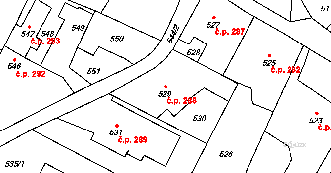 Kobeřice 288 na parcele st. 529 v KÚ Kobeřice ve Slezsku, Katastrální mapa