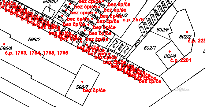 Boskovice 44065990 na parcele st. 596/35 v KÚ Boskovice, Katastrální mapa