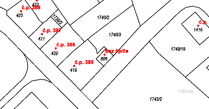 Krupka 45072990 na parcele st. 886 v KÚ Krupka, Katastrální mapa