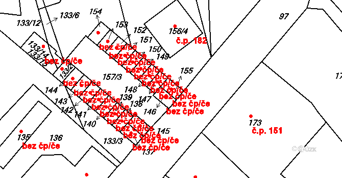 Teplice 45101990 na parcele st. 155 v KÚ Hudcov, Katastrální mapa