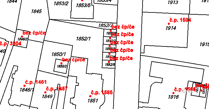 Teplice 45130990 na parcele st. 1852/4 v KÚ Teplice, Katastrální mapa
