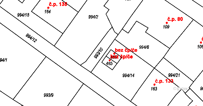 Kyselka 45790990 na parcele st. 465 v KÚ Radošov u Kyselky, Katastrální mapa