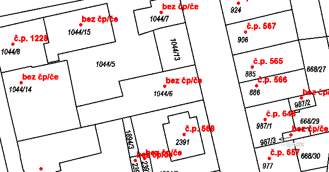 Vodňany 47184990 na parcele st. 1044/6 v KÚ Vodňany, Katastrální mapa