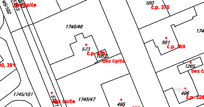 Mirošov 47242990 na parcele st. 1053 v KÚ Mirošov, Katastrální mapa