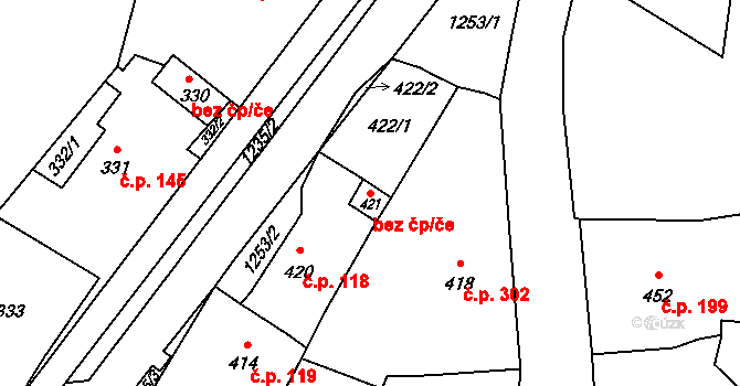 Lichnov 47682990 na parcele st. 421 v KÚ Lichnov u Bruntálu, Katastrální mapa
