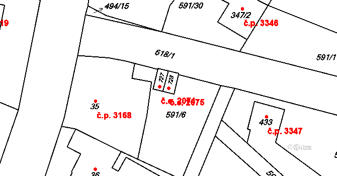Jihlava 48110990 na parcele st. 728 v KÚ Bedřichov u Jihlavy, Katastrální mapa