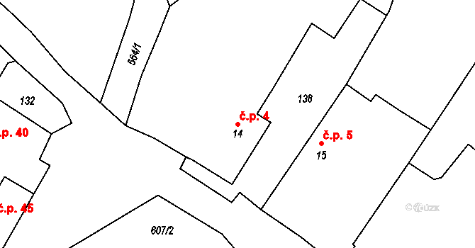 Krsice 4, Čimelice na parcele st. 14 v KÚ Krsice, Katastrální mapa