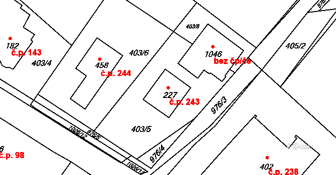 Orlice 243, Letohrad na parcele st. 227 v KÚ Orlice, Katastrální mapa