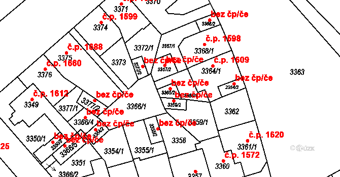 Chomutov 78034990 na parcele st. 3365/2 v KÚ Chomutov I, Katastrální mapa