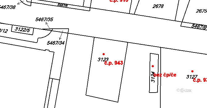 Zábřeh 943 na parcele st. 3123 v KÚ Zábřeh na Moravě, Katastrální mapa