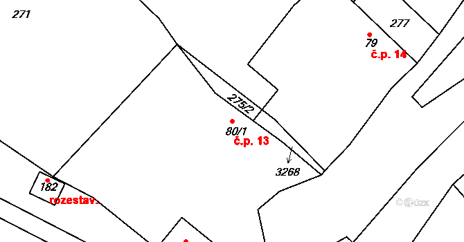 Lukavec 13, Fulnek na parcele st. 80/1 v KÚ Lukavec u Bílovce, Katastrální mapa