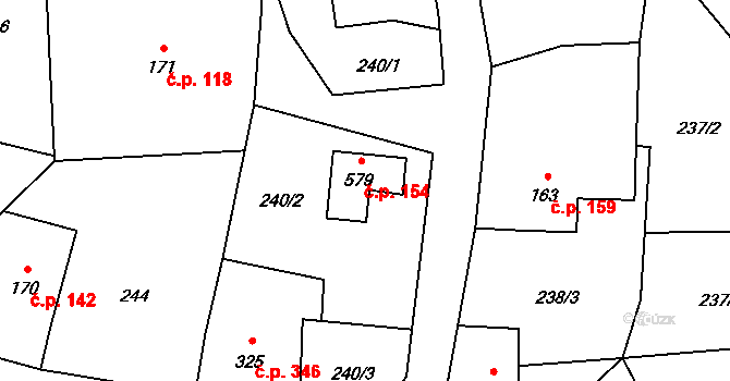 Mořkov 154 na parcele st. 579 v KÚ Mořkov, Katastrální mapa