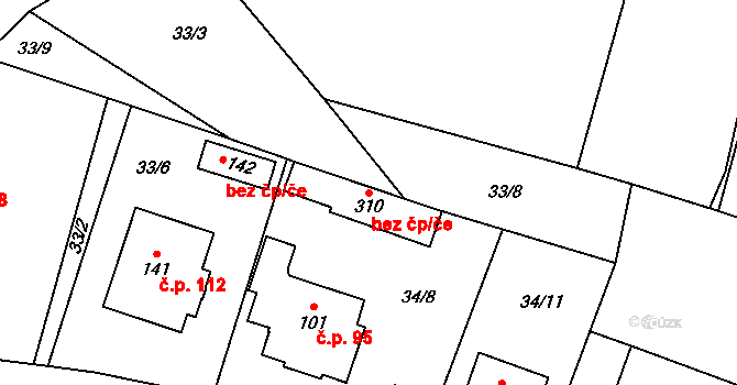 Vyskytná nad Jihlavou 82419990 na parcele st. 310 v KÚ Vyskytná nad Jihlavou, Katastrální mapa