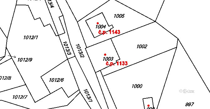 Vejprty 1133 na parcele st. 1003 v KÚ Vejprty, Katastrální mapa