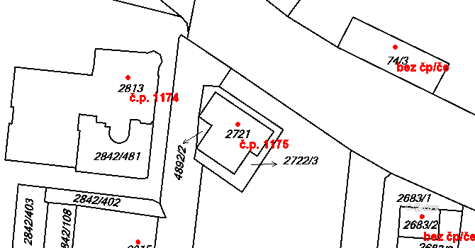 Louny 1175 na parcele st. 2721 v KÚ Louny, Katastrální mapa