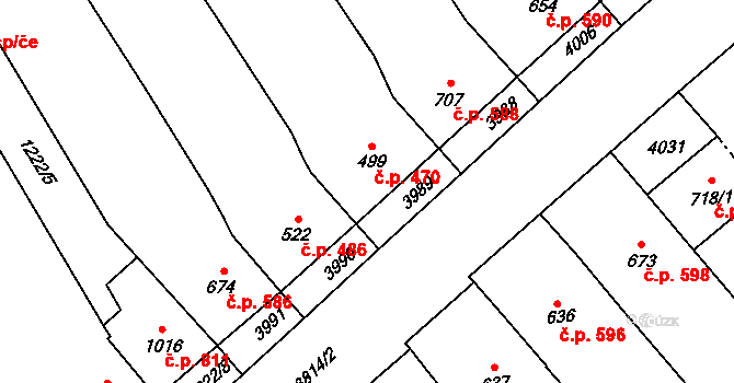 Rakvice 470 na parcele st. 499 v KÚ Rakvice, Katastrální mapa