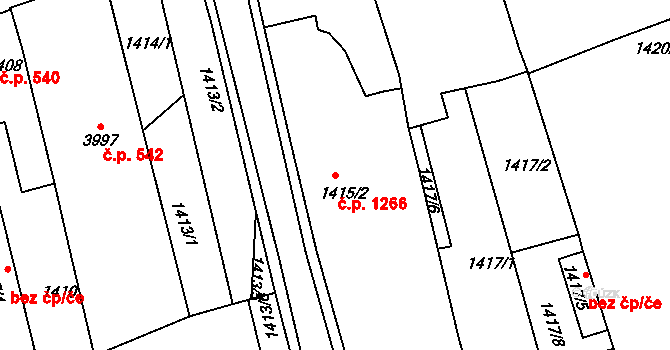 Holešov 1266 na parcele st. 1415/2 v KÚ Holešov, Katastrální mapa