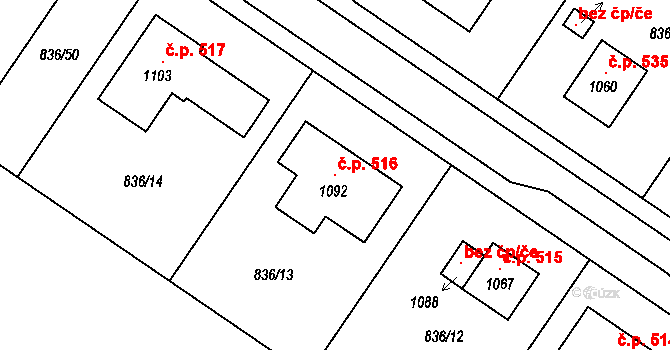 Kostomlaty nad Labem 516 na parcele st. 1092 v KÚ Kostomlaty nad Labem, Katastrální mapa