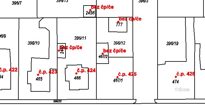 Unhošť 107300991 na parcele st. 467/2 v KÚ Unhošť, Katastrální mapa