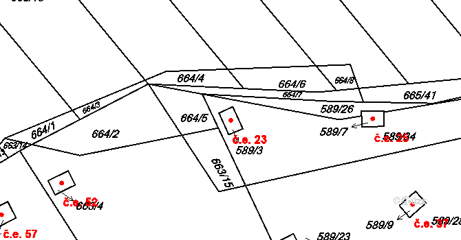 Přerov IV-Kozlovice 23, Přerov na parcele st. 589/3 v KÚ Kozlovice u Přerova, Katastrální mapa