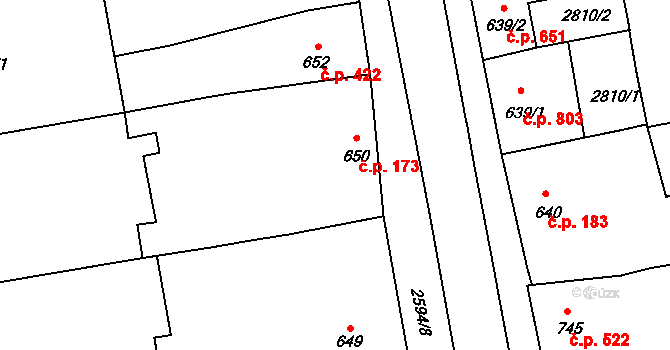 Lipník nad Bečvou I-Město 173, Lipník nad Bečvou na parcele st. 650 v KÚ Lipník nad Bečvou, Katastrální mapa