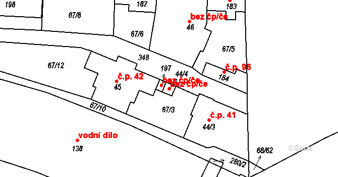 Píšťany 116166991 na parcele st. 44/4 v KÚ Píšťany, Katastrální mapa