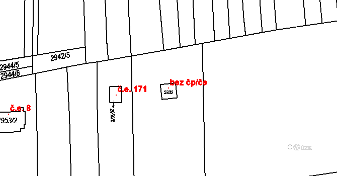 Brno 120059991 na parcele st. 5332 v KÚ Komín, Katastrální mapa