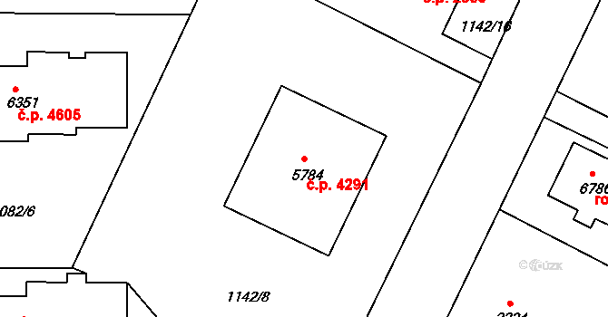 Jablonec nad Nisou 4291 na parcele st. 5784 v KÚ Jablonec nad Nisou, Katastrální mapa