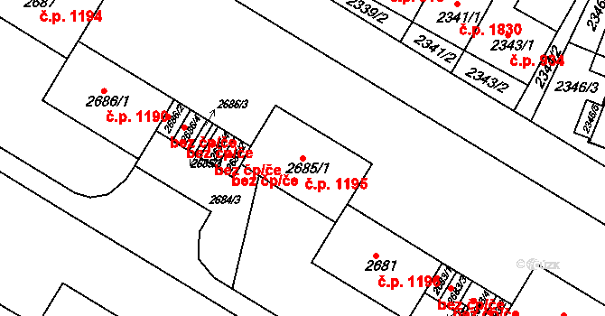 Slavkov u Brna 1195 na parcele st. 2685/1 v KÚ Slavkov u Brna, Katastrální mapa