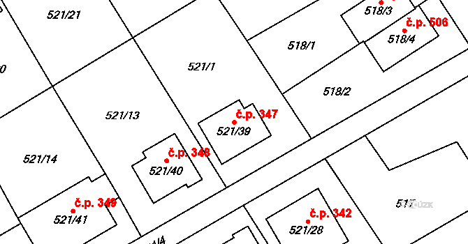 Krmelín 347 na parcele st. 521/39 v KÚ Krmelín, Katastrální mapa