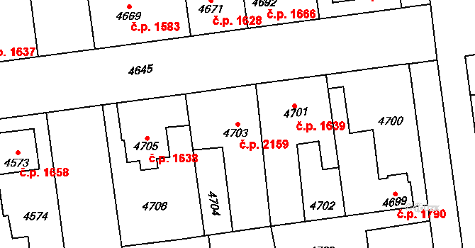 Kročehlavy 2159, Kladno na parcele st. 4703 v KÚ Kročehlavy, Katastrální mapa