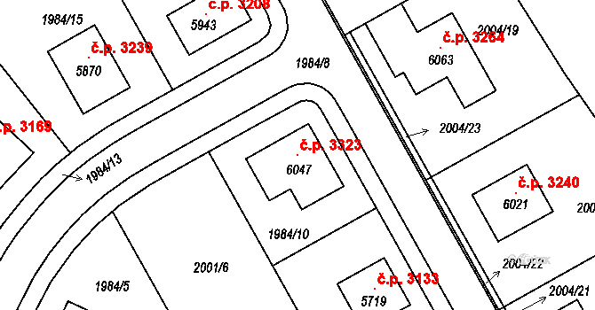Dvůr Králové nad Labem 3323 na parcele st. 6047 v KÚ Dvůr Králové nad Labem, Katastrální mapa