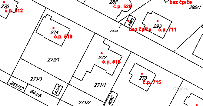 Třeboň II 518, Třeboň na parcele st. 272 v KÚ Třeboň, Katastrální mapa