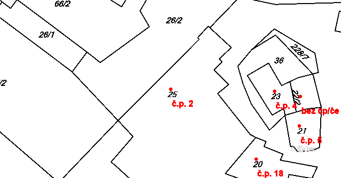 Suché 2, Modlany na parcele st. 25 v KÚ Suché, Katastrální mapa