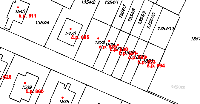 Chlumec nad Cidlinou IV 690, Chlumec nad Cidlinou na parcele st. 1824 v KÚ Chlumec nad Cidlinou, Katastrální mapa