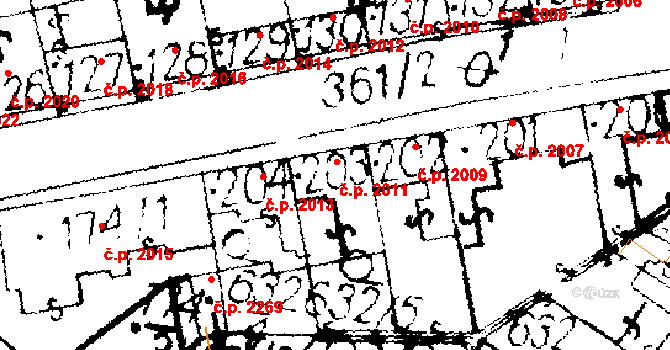 Podlusky 2011, Roudnice nad Labem na parcele st. 203 v KÚ Podlusky, Katastrální mapa