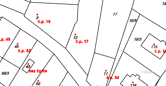 Červeněves 17, Smidary na parcele st. 10/1 v KÚ Červeněves, Katastrální mapa